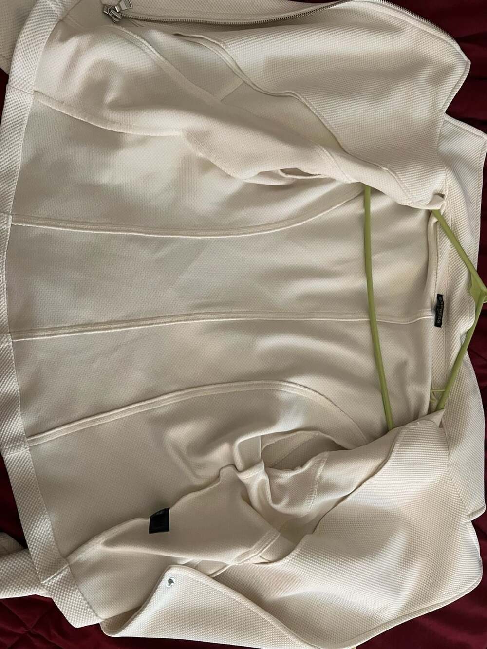 Express White Textured Knit Asymmetrical Zip Moto Jacket - Picture 8 of 9